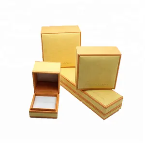 Yellow shining cloth jewelry necklace box from new style uniform design ring box