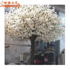 4.5 मीटर ऊंचाई इंडोर ट्री सफेद फूल मिनी कृत्रिम पेड़ चेरी फूल के लिए होटल सजावट