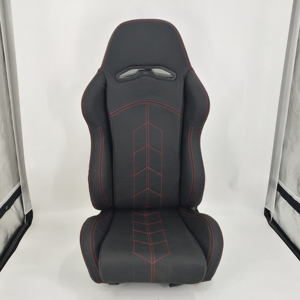 Reclinable Đen PVC Da Red Stitch JDM Thể Thao Ghế Đua Cuộc Đua Với Thanh Trượt Đôi - Product Image 5