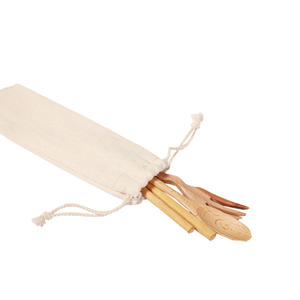 Thân Thiện Với Môi Tùy Chỉnh Vải Lanh Bông Nhỏ Vải Lanh Đóng Gói Túi Dây Rút Túi Cho Rơm Đũa Bộ Đồ Ăn Rơm Bút - Product Image 2