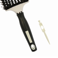 Brosse à cheveux bouclés naturelle en nylon de marque privée avec poignée d'aération en ABS pour cheveux courts et longs pour les salons de beauté