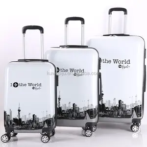 city of london the world print 3PC Hard Shell 4 Wheels Suitcase Vintage Printing Trolley Luggage Travel Cabin Bag