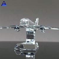 Poids-papier en cristal 3D transparent fait main personnalisé en forme d'avion pour les souvenirs d'entreprise, cadeau