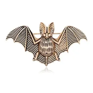 Hallowmas Sieraden Mode Spread Wing Bat Zwartheid Broche Antieke Gold Broches