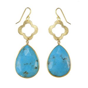 Pendientes de plata de ley 925 con gema turquesa, joyería hecha a mano de oro vermeil - Product Image 1