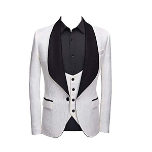 Jacquard châle revers <span class=keywords><strong>homme</strong></span> costume marié <span class=keywords><strong>mariage</strong></span> hommes Blazer garçons d'honneur costumes 3 pièces veste gilet pantalon cravate - Product Image 6