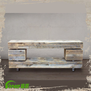 Antiguo de madera portátil estante de exhibición soporte de TV hecho a mano casa decoración almacenamiento pantalla TV venta al por mayor de escritorio muebles de mesa - Product Image 2