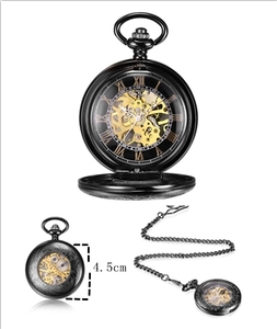 <span class=keywords><strong>Orologio</strong></span> da Tasca Meccanico Personalizzato con Logo, Catena Personalizzata, <span class=keywords><strong>Orologio</strong></span> da Tasca Steampunk Nero, Ciondolo <span class=keywords><strong>Orologio</strong></span> Meccanico da Uomo in Stock - Product Image 5