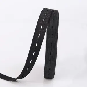 20mm Black Knitted Buttonhole Elastic Band for Children and Maternity Clothing Sewing