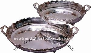 Plateau de service de luxe en laiton fait à la main plateau de service à la demande plateau de table royal plateaux de service décoratifs au prix de gros - Product Image 2