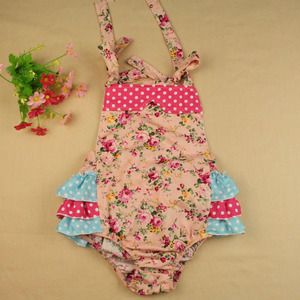 Niños ropa niños mono del bebé del mameluco de la burbuja con la colmena del cordón del punto de polca del mameluco - Product Image 3
