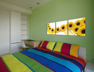 Pintado <span class=keywords><strong>a</strong></span> <span class=keywords><strong>mano</strong></span> Lienzo de Pared Moderna de la Pintura Al Óleo de girasol amarillo Mofang - Product Image 6