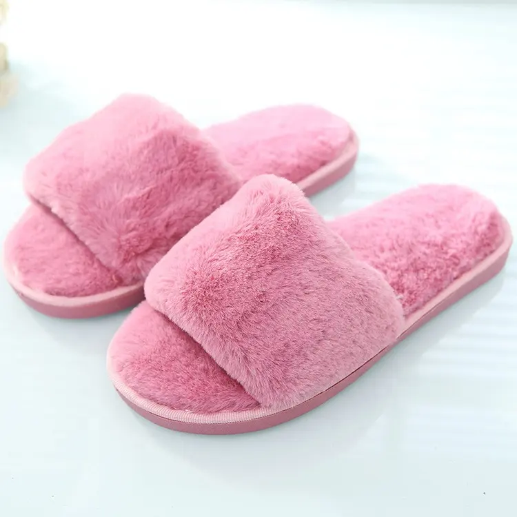 cheap wholesale Hot sale custom design ladies furry slides bedroom home light weight slippers indoor outdoor warm winter shoes