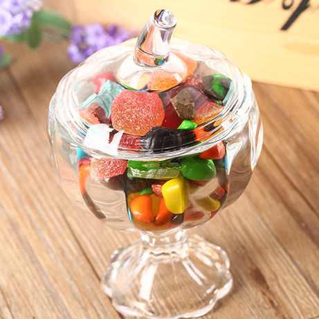 Candy jar with long stem,pumpkin glass canister,Storage jar with glass lid