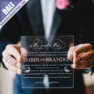 Indiano Oro Specchio Inciso Vetro Trasparente Acrilico Nero Inviti di Nozze Con La Scatola - Product Image 5