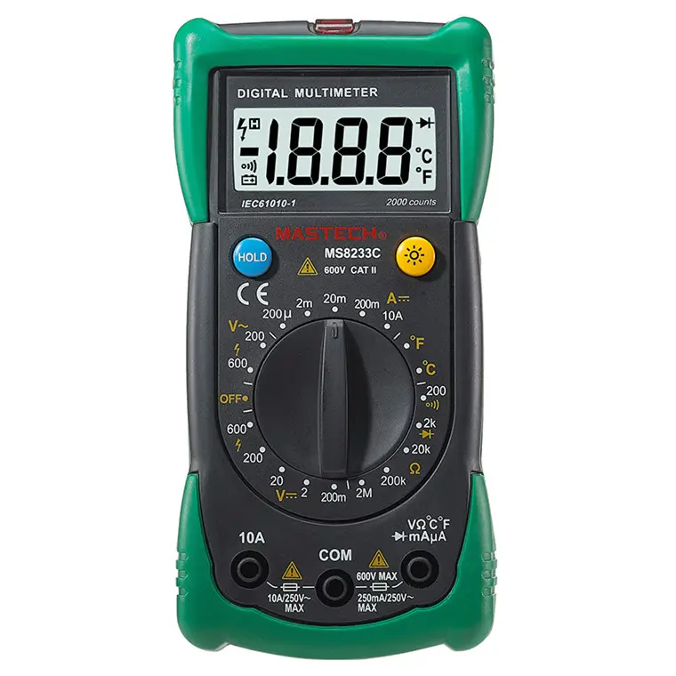 Mastech MS8233C Multimetro Digitale DMM Tester AC/DC Tensione Corrente Ohm Meter Con Temperatura Diodo di Continuità Tester