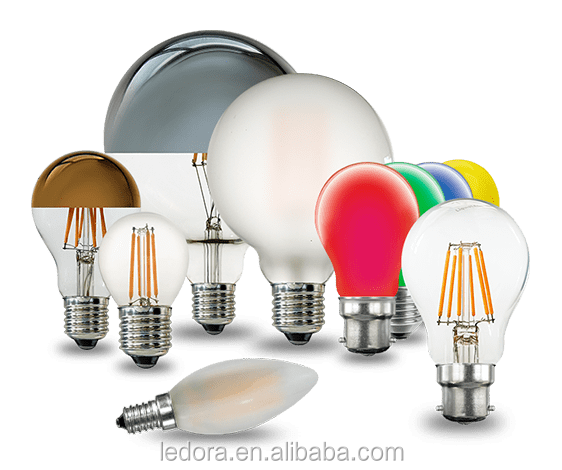 No Flickering E27 E14 B22 Dimmable Filament Led Bulb, 2W 4W 6W Led Filament Lamp, Dimmable Led Filament Bulb Light Glass 90 400