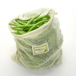 Eco friendly Riutilizzabili in cotone organico maglia produrre borsa con coulisse per grocery shopping patata frutta verdura regalo
