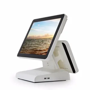 15inch touch screen pos system dual screen all in one pos cashier machine for supermarket or hotels