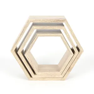 Étagères murales <span class=keywords><strong>hexagonales</strong></span> flottantes en bois naturel, organisateur mural, à suspendre, pour décoration <span class=keywords><strong>de</strong></span> maison, ensemble <span class=keywords><strong>de</strong></span> <span class=keywords><strong>3</strong></span> pièces - Product Image 1