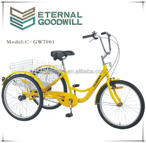 Triciclo eléctrico para adultos triciclo para 2 adultos GW7001-6SP 24 pulgadas adulto grande Triciclo de rueda en bicicletas para ir de compras