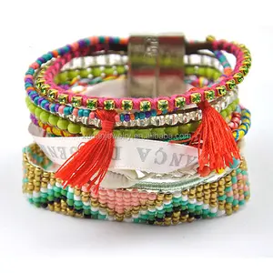 Corea del estilo material de algodón suave pulsera Boho Bohemia estilo colorido pulsera de cuentas