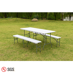 White Fold in Half <strong>Bench</strong> Outdoor Portable <strong>Plastic</strong> 6ft Folding <strong>Bench</strong> for Picnic Party - Product Image 6