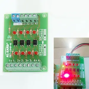 Papan Isolasi Optocoupler 4 Saluran, Papan Konverter Tegangan Level Sinyal PLC Modul Terisolasi Optocoupler 24V Ke 5V