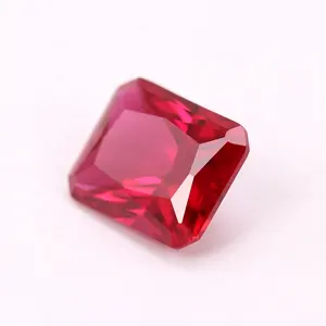 Artificial Gems 5# Ruby Octagon Cut Red Corundum Loose Synthetic Ruby Stone