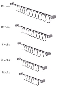 12 Móc Trượt Có Thể Tháo Rời SUS304 Thép Không Gỉ Nhà Bếp Treo Tường Dụng Cụ Treo Thanh Treo Giá Treo - Product Image 2
