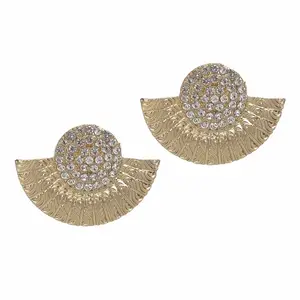 Big Fan Alloy Rhinestone Vintage Stud Earrings Women Fashion Jewelry Metal Statement Earrings New Hot Selling Accessories