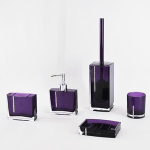 Juego de 4 accesorios de baño de plástico acrílico con diseño de diamante - Product Image 6