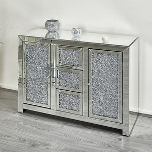 Diamante Schiacciato A Specchio Home Living Room Furniture Argento Credenza Cabinet - Product Image 1