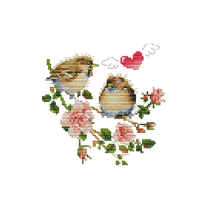 Kit de points de croix en fil de <span class=keywords><strong>coton</strong></span> <span class=keywords><strong>Dmc</strong></span>, NKF, appel d'amour, oiseau et fleur, point de croix, tissu Aida, Art - Product Image 1
