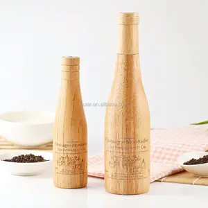 Wood Salt And Pepper [Holar] Taiwan Made Original Wood Wine Bottle Design Salt Pepper Mill With Laser