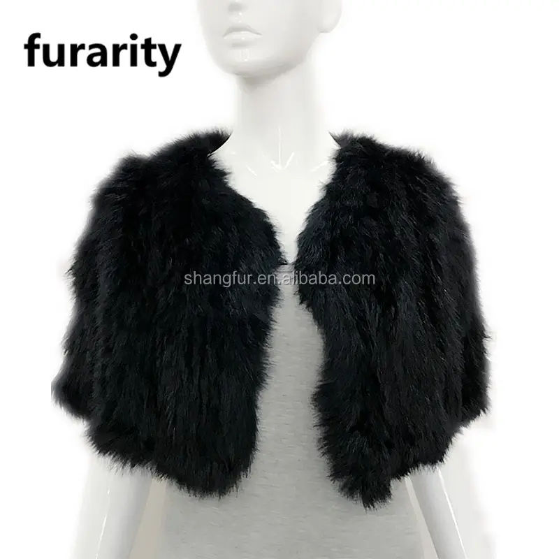 SF0001 Hot sale fashion design real rabbit fur knitted short sleeve shrug coat