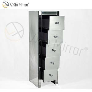 Vxin <strong>Mirror</strong> WXF-006 Five Drawer Silver Glass Nightstand <strong>Bedside</strong> Table Mirrored <strong>Bedside</strong> Table - Product Image 6