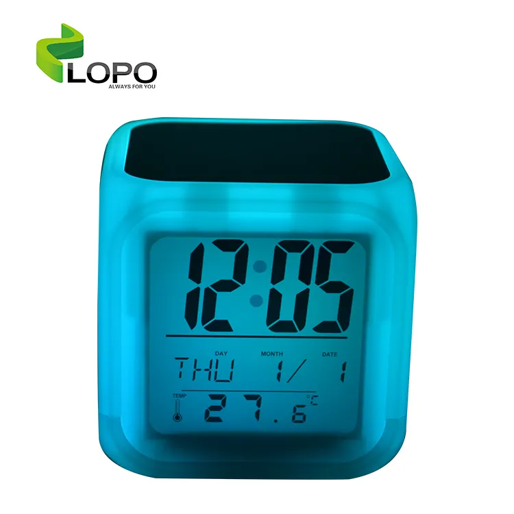 CE Approved Sublimation Blanks Environment friendly LED Alarm Clock with 7 Different Colors Changing