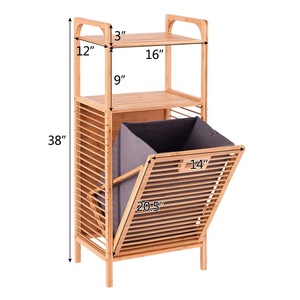 Extraíble de bambú cesta de lavandería de listones marco ahorro de espacio con <span class=keywords><strong>estante</strong></span> - Product Image 4