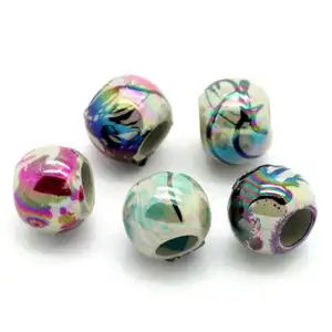 Mixed Color Round Flower Big Hole Beads RoundボールLoose Beads