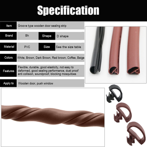 Brown Cửa Sửa Chữa Cao Su <span class=keywords><strong>PVC</strong></span> Niêm Phong Strips Gỗ Cửa Gỗ Khung Cửa Sổ Rãnh Gasket Caulk Niêm Phong Thời Tiết <span class=keywords><strong>Strip</strong></span> D 8x5x3.8mm - Product Image 3