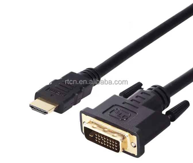 Kabel DVI Ke HDMI Berlapis Emas 24K, DVI 24 + 1 Laki-laki untuk Komputer HDTV PS4