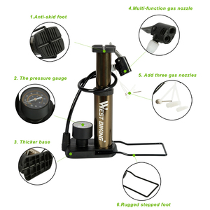 מערב רכיבה על אופניים 160 PSI אופניים רגל משאבת אוויר הופעל רצפת משאבה עם מד אופניים מחזור משאבת מיני ניידת אופני צמיג <span class=keywords><strong>inflator</strong></span> - Product Image 3