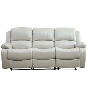 Thiết Kế Mỹ Da Trắng Ba Chỗ Ngồi Điện Juegos De Sofa Conjunto Cuero Moderno 3 Chỗ Ngồi Ghế Sofa Có Thể Ngả