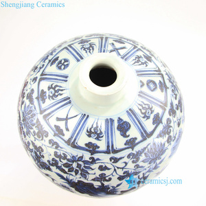 Vase en porcelaine antique RZNo01 de la dynastie <span class=keywords><strong>Yuan</strong></span>, bleu et blanc, Xiaohe Chasing Hanxin sous la lumière de la lune - Product Image 6