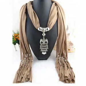 Ketting goedkoopste polyester nieuwste metalen uil sjaal hanger