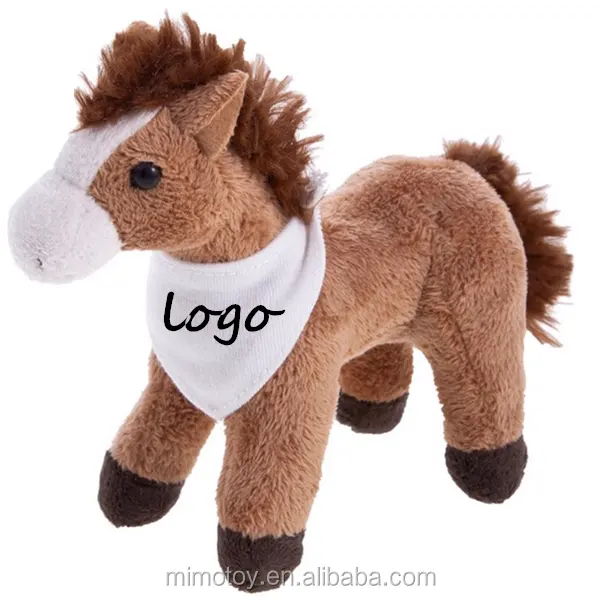 Animal en peluche doux pour enfants, 20 m, cheval créatif avec Bandana, vente en gros, bon marché, mignon, brun