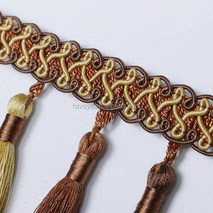 Tende con <span class=keywords><strong>frange</strong></span> in nappa all'ingrosso finiture e <span class=keywords><strong>frange</strong></span> in pizzo di cotone nappa per tende e tappeti - Product Image 2