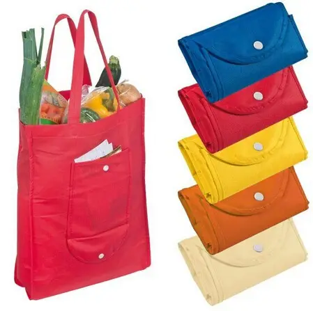 Yeniden kullanılabilir katlanabilir alışveriş seyahat dokuma olmayan bez çanta renkli bakkal eko örgüsüz çanta