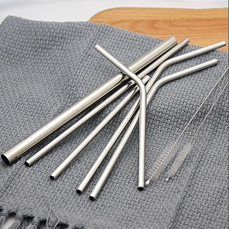 304 stainless steel straws set with beech tube metal straw with brush